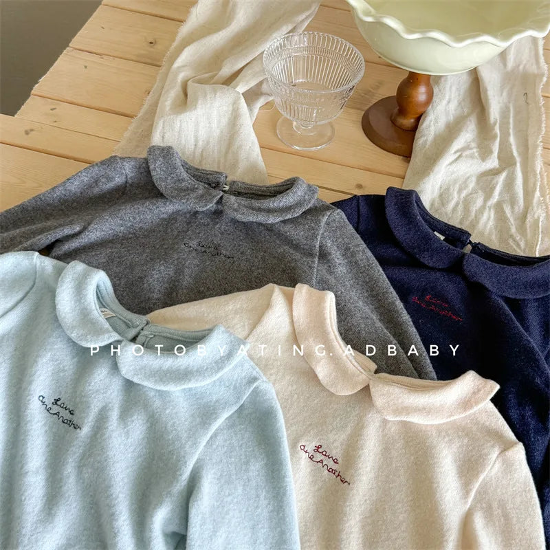 -キッズトップス 長袖丸襟Tシャツ ブラウス 4カラー【mh0006614】 - mamahalo shop - 長袖Tシャツ -  べビー服 - 子供服 - 男の子 - 女の子