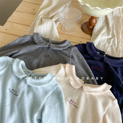 -キッズトップス 長袖丸襟Tシャツ ブラウス 4カラー【mh0006614】 - mamahalo shop - 長袖Tシャツ -  べビー服 - 子供服 - 男の子 - 女の子