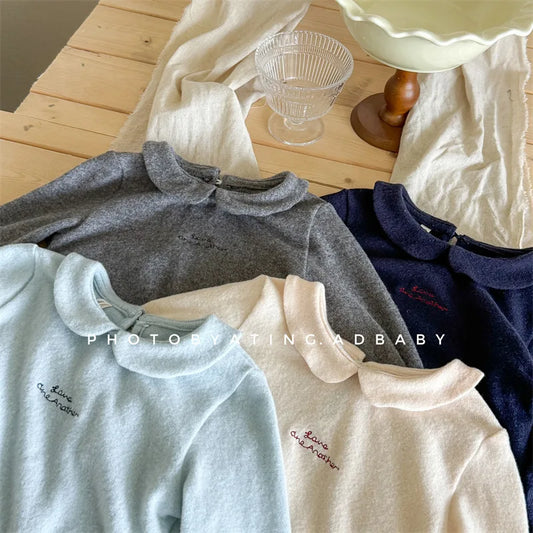 -キッズトップス 長袖丸襟Tシャツ ブラウス 4カラー【mh0006614】 - mamahalo shop - 長袖Tシャツ -  べビー服 - 子供服 - 男の子 - 女の子