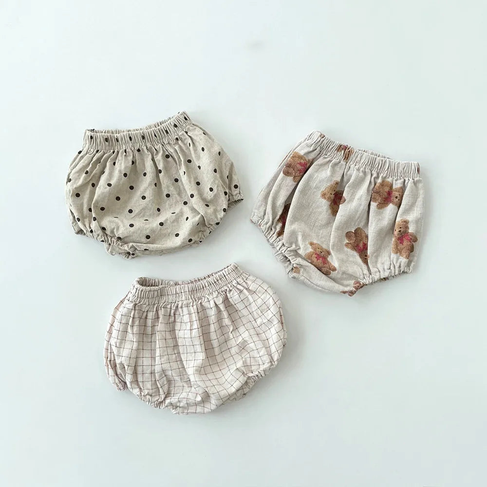 -ベビーパンツ ブルマパンツ ベアくま/チェック/水玉ドットプリント【mh0006248】 - mamahalo shop - ブルマパンツ -  べビー服 - 子供服 - 男の子 - 女の子