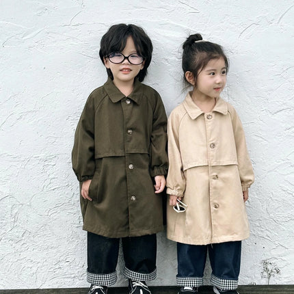 キッズアウター ウエスト切り替えステンカラーコート ロングコート 2カラー - mamahalo shop - ロングコート -  べビー服 - 子供服 - 男の子 - 女の子