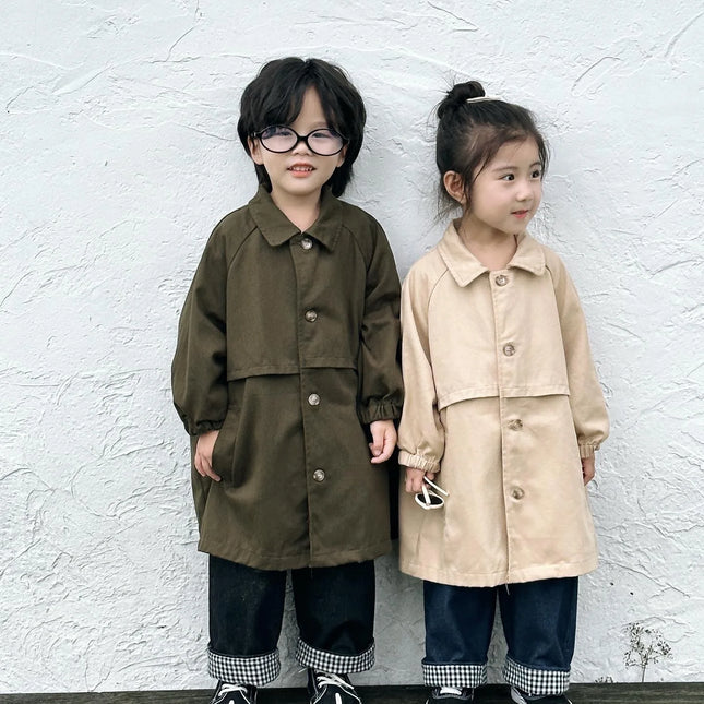 キッズアウター ウエスト切り替えステンカラーコート ロングコート 2カラー - mamahalo shop - ロングコート -  べビー服 - 子供服 - 男の子 - 女の子