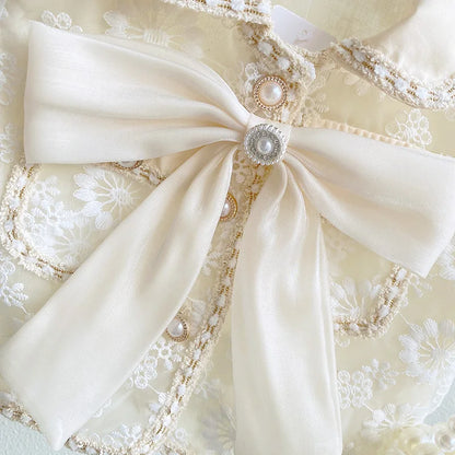 -キッズセットアップ 2点セット サマースーツ 半袖レースリボンジャケット+タイトミニスカート お出かけ ホワイト【mh0006105】 - mamahalo shop - 半袖セットアップ -  べビー服 - 子供服 - 男の子 - 女の子