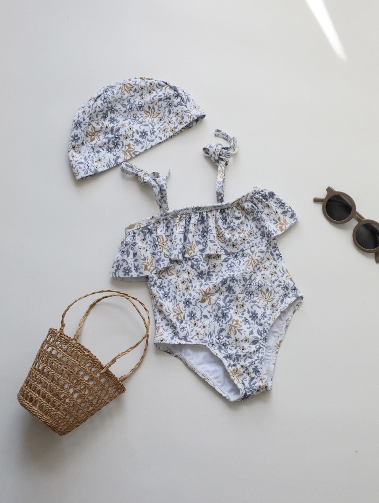 -キッズ 水着 フラワー 花柄 ノースリーブ ワンピース ビキニ セパレート 帽子 セット スイムウェア 14スタイル ガールズ【mh0002216】 - mamahalo shop - ベビー用水着 -  べビー服 - 子供服 - 男の子 - 女の子