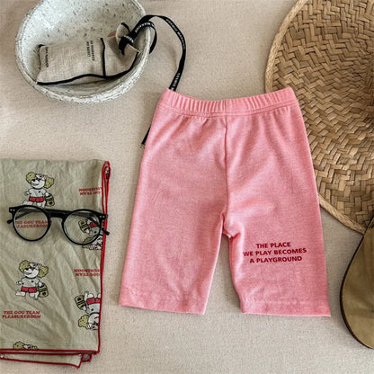 -キッズパンツ ショートレギンス レターロゴプリント 5カラー【mh0005811】 - mamahalo shop - レギンスパンツ -  べビー服 - 子供服 - 男の子 - 女の子