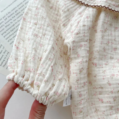 -ベビーロンパース 長袖ボディスーツ フラワー小花柄プリント - mamahalo shop - 長袖ロンパース -  べビー服 - 子供服 - 男の子 - 女の子