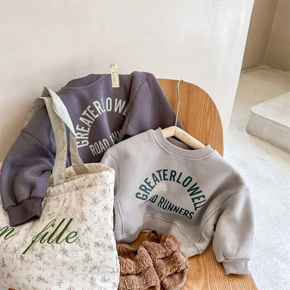 -キッズ レターロゴ 裏フリース スウェット トップス トレーナー - mamahalo shop - トレーナー・フーディ -  べビー服 - 子供服 - 男の子 - 女の子