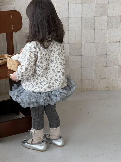 -ベビーアウター レース縁取りフラワープリントカーディガンジャケット - mamahalo shop - カーディガン・パーカー -  べビー服 - 子供服 - 男の子 - 女の子