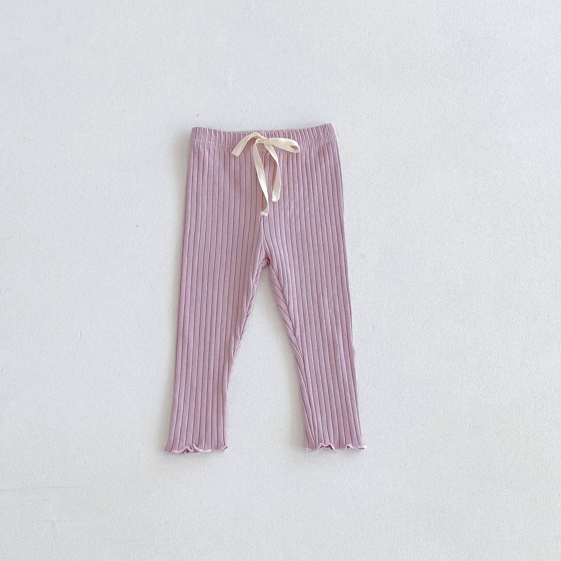 -キッズパンツ パステルアイスカラーシンプルリブレギンスパンツ 4カラー【mh0006831】 - mamahalo shop - レギンスパンツ -  べビー服 - 子供服 - 男の子 - 女の子