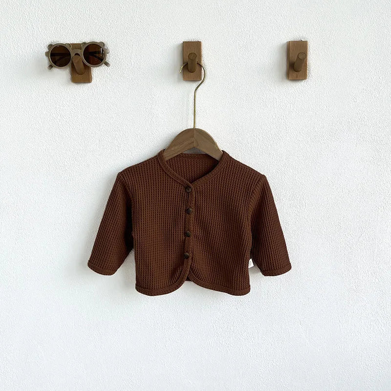 -ベビーカーディガン ワッフル シンプルベーシック カーディガンジャケット 3カラー【mh0004153】 - mamahalo shop - カーディガン・パーカー -  べビー服 - 子供服 - 男の子 - 女の子