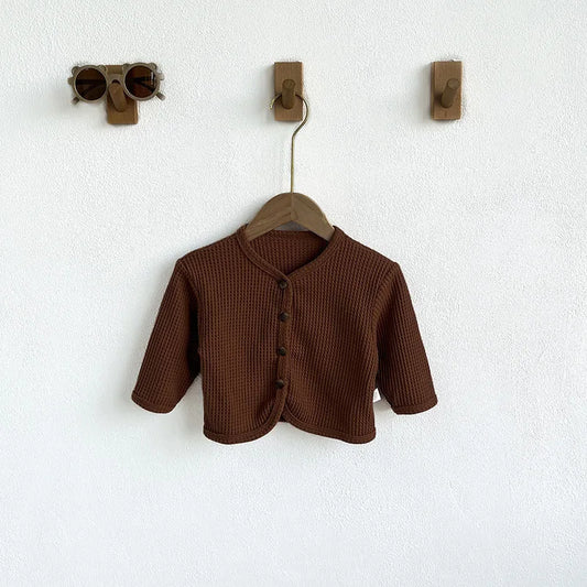 -ベビーカーディガン ワッフル シンプルベーシック カーディガンジャケット 3カラー【mh0004153】 - mamahalo shop - カーディガン・パーカー -  べビー服 - 子供服 - 男の子 - 女の子