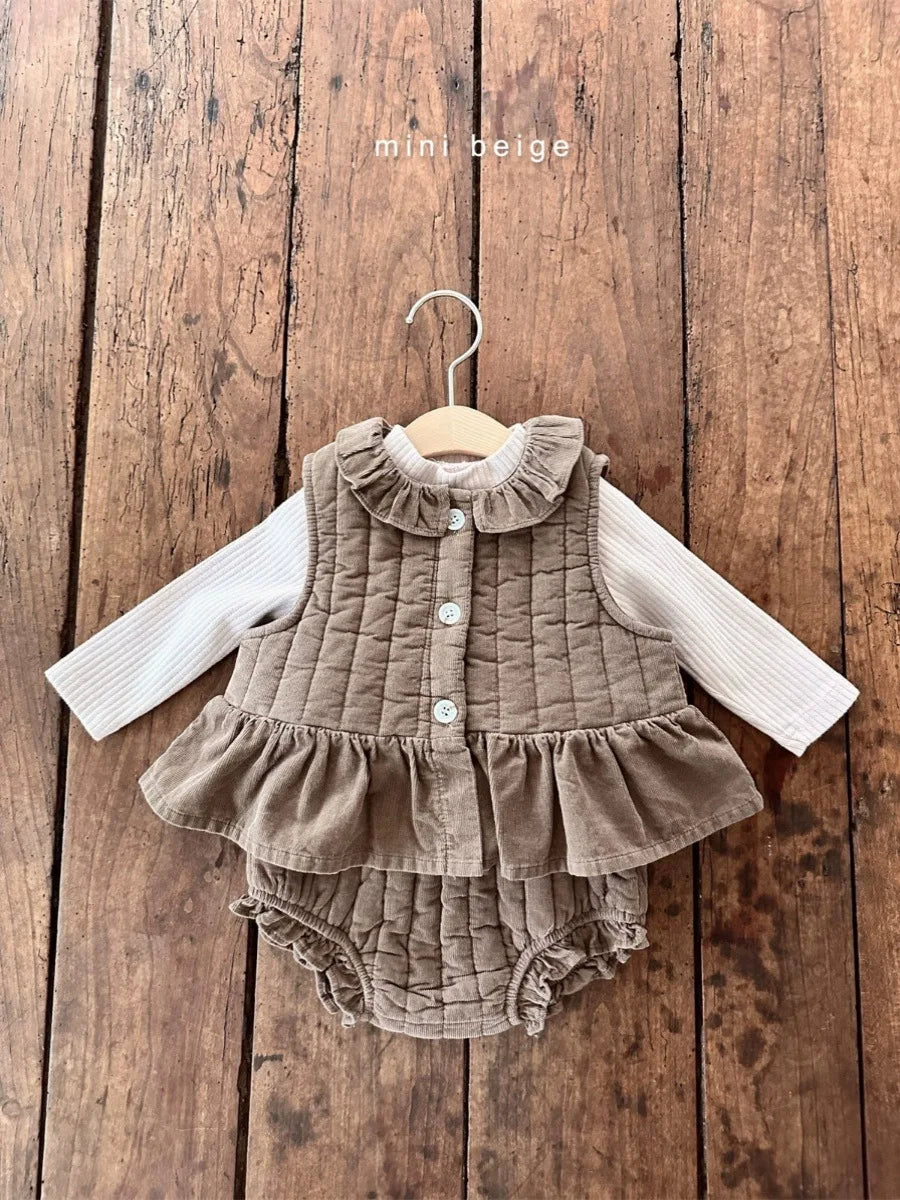 -キッズベスト キルティングペプラムベスト ジャケット 2カラー ガールズ 女の子 子供服 - mamahalo shop - ベスト -  べビー服 - 子供服 - 男の子 - 女の子