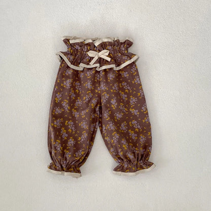 -ベビートップス/パンツ フリル襟長袖ブラウス/フリルウエストフラワープリントロングパフパンツ【mh0006988】 - mamahalo shop - 長袖セットアップ -  べビー服 - 子供服 - 男の子 - 女の子