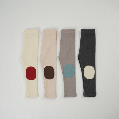 -キッズパンツ リブレギンスパンツ 膝パッチ 4カラー【mh0004422】 - mamahalo shop - レギンスパンツ -  べビー服 - 子供服 - 男の子 - 女の子