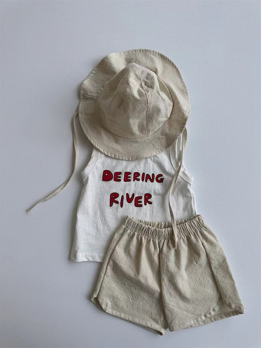 -ベビー セットアップ レターロゴ プリント タンクトップ ショートパンツ 3カラー ボーイズ【mh0002262】 - mamahalo shop - ノースリーブセットアップ -  べビー服 - 子供服 - 男の子 - 女の子