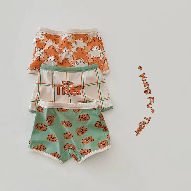 -キッズ下着3枚セット ボーイズパンツ アンダーウェア タイガー虎 ボクサー/ブリーフ【mh0004084】 - mamahalo shop - 幼児用下着 -  べビー服 - 子供服 - 男の子 - 女の子