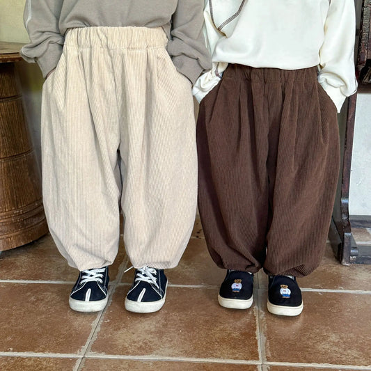 -キッズパンツ コーデュロイルーズロングバルーンパンツ 2カラー【mh0006707】 - mamahalo shop - ロングパンツ・スウェットパンツ -  べビー服 - 子供服 - 男の子 - 女の子