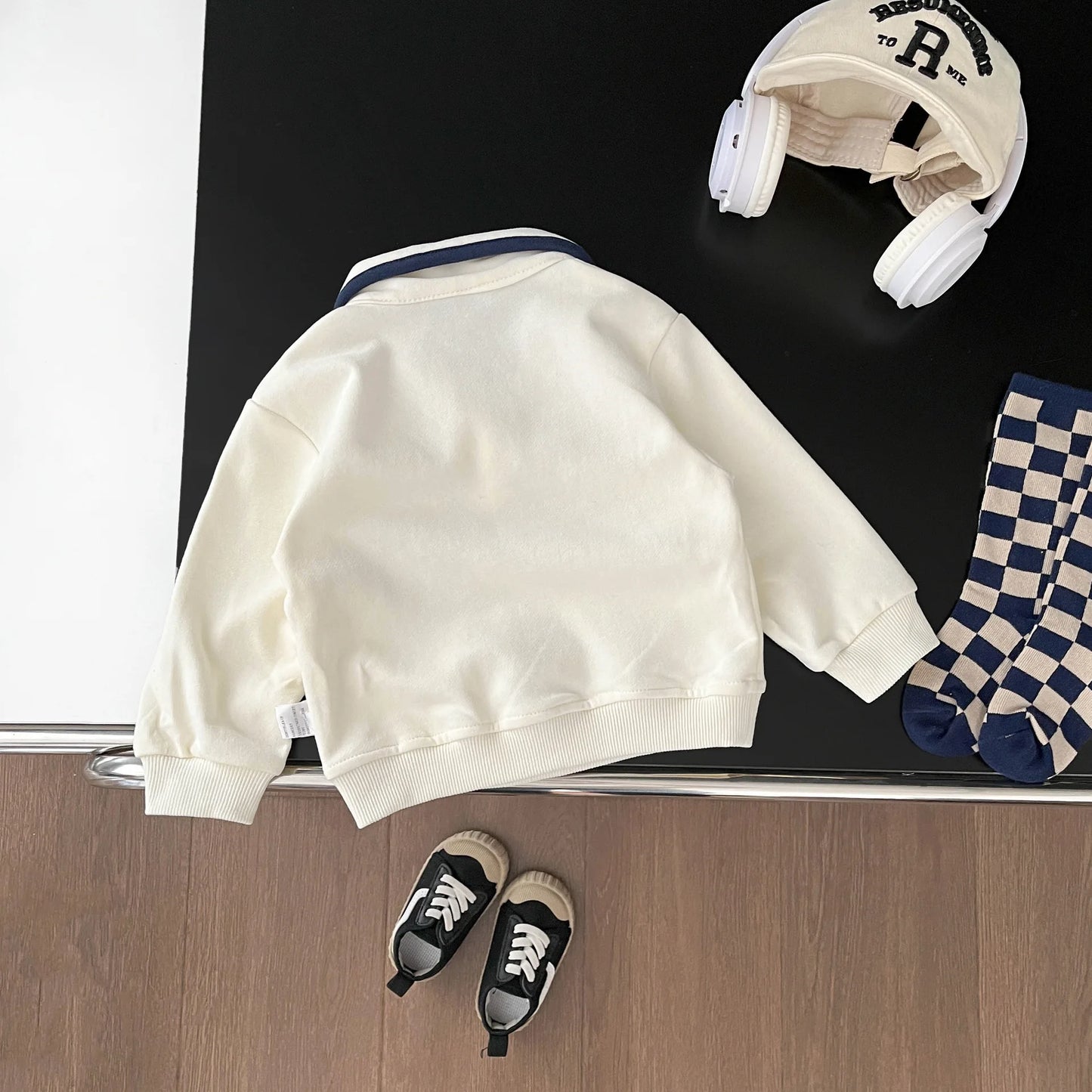 -ベビーキッズトップス ハーフジップ スウェットシャツ 犬ドッグワンポイント【mh0004348】 - mamahalo shop - 長袖Tシャツ -  べビー服 - 子供服 - 男の子 - 女の子