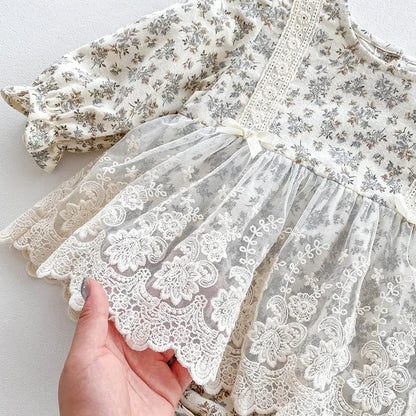 -ベビーロンパース ボンネットセット 長袖レーススカートドッキングボディスーツ 帽子セット フラワー花柄プリント【mh0006502】 - mamahalo shop - 長袖ロンパース -  べビー服 - 子供服 - 男の子 - 女の子