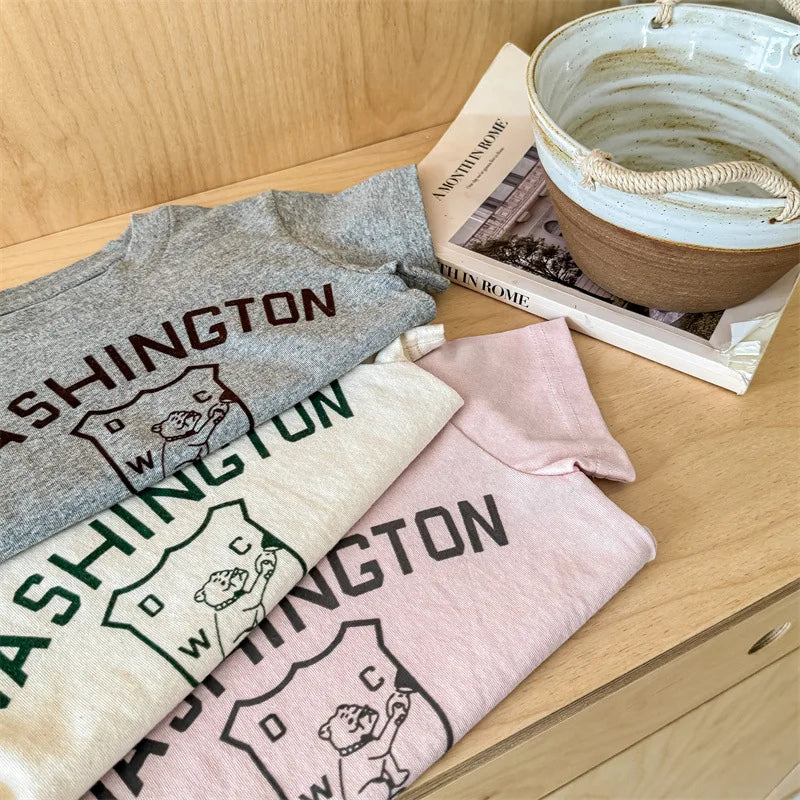 -キッズトップス 半袖Tシャツ レターロゴプリント 3カラー【mh0005692】 - mamahalo shop - 半袖Tシャツ -  べビー服 - 子供服 - 男の子 - 女の子