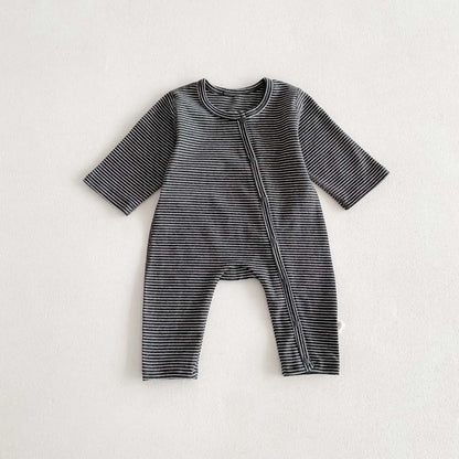 -ベビーロンパース 長袖ボディスーツ ボーダー柄 新生児 肌着 4カラー - mamahalo shop - 長袖ロンパース -  べビー服 - 子供服 - 男の子 - 女の子