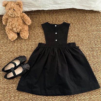 -キッズワンピース ノースリーブ ジャンパースカート ブラックドレス - mamahalo shop - ノースリーブワンピース -  べビー服 - 子供服 - 男の子 - 女の子