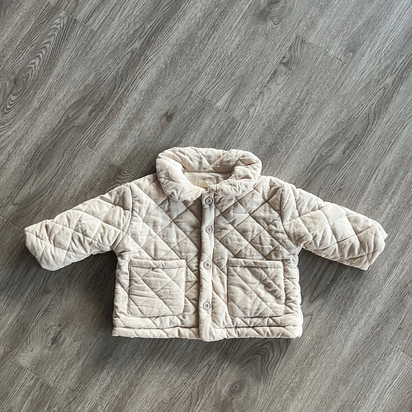 -キッズアウター フラワープリント 無地 丸襟コート キルティングジャケット ガールズ 女の子 子供服 - mamahalo shop - ショートコート・ジャケット・ジャンパー -  べビー服 - 子供服 - 男の子 - 女の子