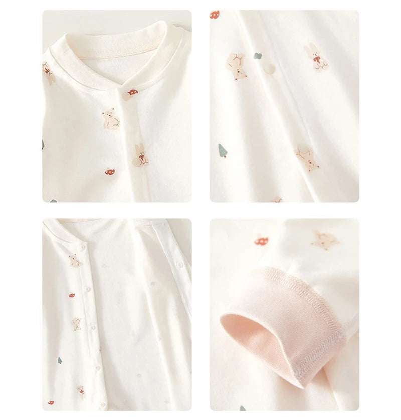 -ベビーロンパース  長袖ジャンプスーツ ベアくまうさぎプリント【mh0006479】 - mamahalo shop - 長袖ロンパース -  べビー服 - 子供服 - 男の子 - 女の子