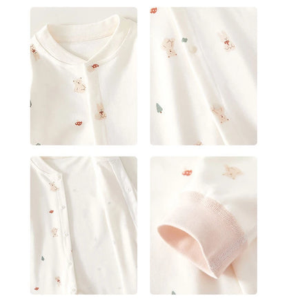 -ベビーロンパース  長袖ジャンプスーツ ベアくまうさぎプリント【mh0006479】 - mamahalo shop - 長袖ロンパース -  べビー服 - 子供服 - 男の子 - 女の子