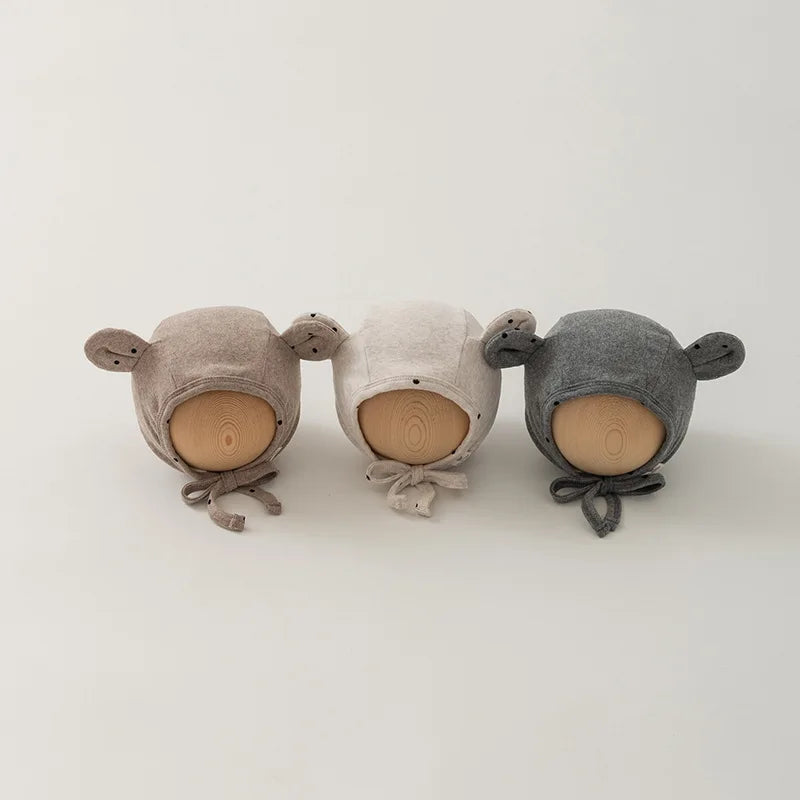 -ベビー帽子 水玉ドット羊耳付きボンネット帽子 3カラー【mh0006960】 - mamahalo shop - ベビー用帽子 -  べビー服 - 子供服 - 男の子 - 女の子