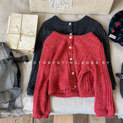 -キッズカーディガン ニットジャケット シンプルベーシック 2カラー - mamahalo shop - カーディガン・パーカー -  べビー服 - 子供服 - 男の子 - 女の子