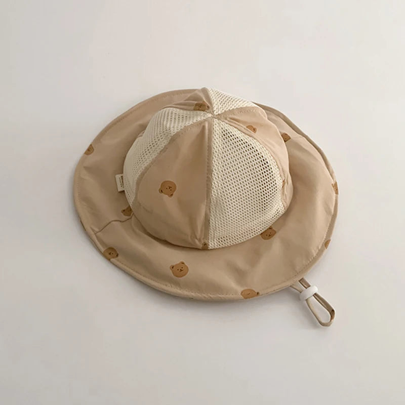-ベビー帽子 メッシュ バケットハット 日除け帽子 サマーハット ベアくまプリント【mh0005667】 - mamahalo shop - ベビー用帽子 -  べビー服 - 子供服 - 男の子 - 女の子