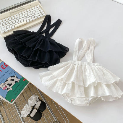 -ベビーパンツ サスペンダースカートブルマ ケーキスカート ブラック/ホワイト/2カラー - mamahalo shop - ブルマパンツ -  べビー服 - 子供服 - 男の子 - 女の子