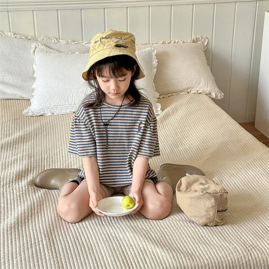 -キッズトップス 半袖ボーダーTシャツ ワンポイントプリント 2カラー【mh0005446】 - mamahalo shop - 半袖Tシャツ -  べビー服 - 子供服 - 男の子 - 女の子