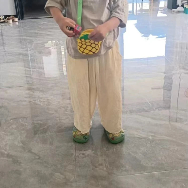 -☺︎ キッズパンツ コットンリネン サマールーズパンツ 2カラー - mamahalo shop - ロングパンツ・スウェットパンツ -  べビー服 - 子供服 - 男の子 - 女の子