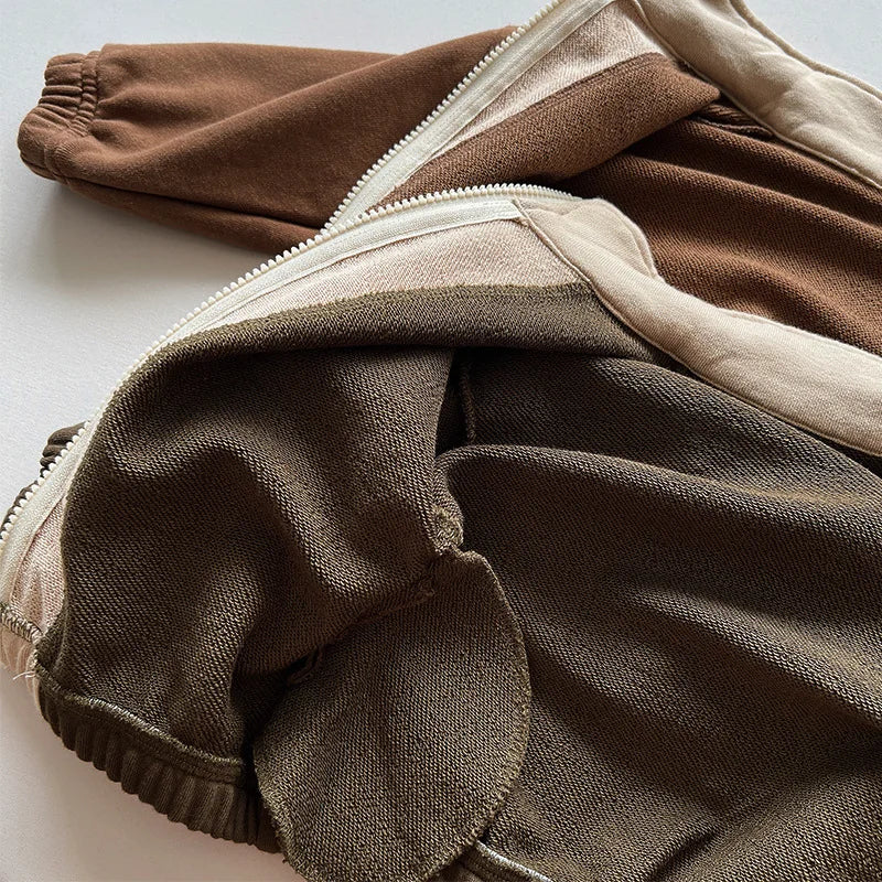 -キッズトップス スタンドカラージップアップ スウェットジャケット 2カラー - mamahalo shop - カーディガン・パーカー -  べビー服 - 子供服 - 男の子 - 女の子