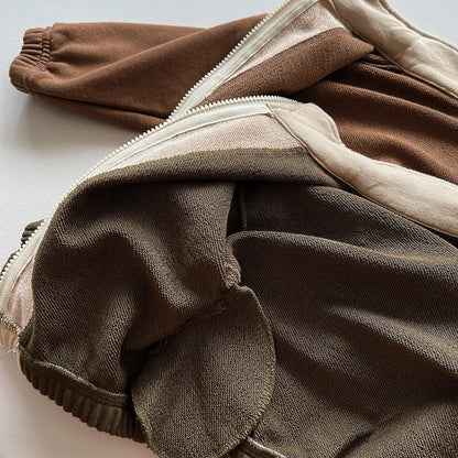 -キッズトップス スタンドカラージップアップ スウェットジャケット 2カラー - mamahalo shop - カーディガン・パーカー -  べビー服 - 子供服 - 男の子 - 女の子