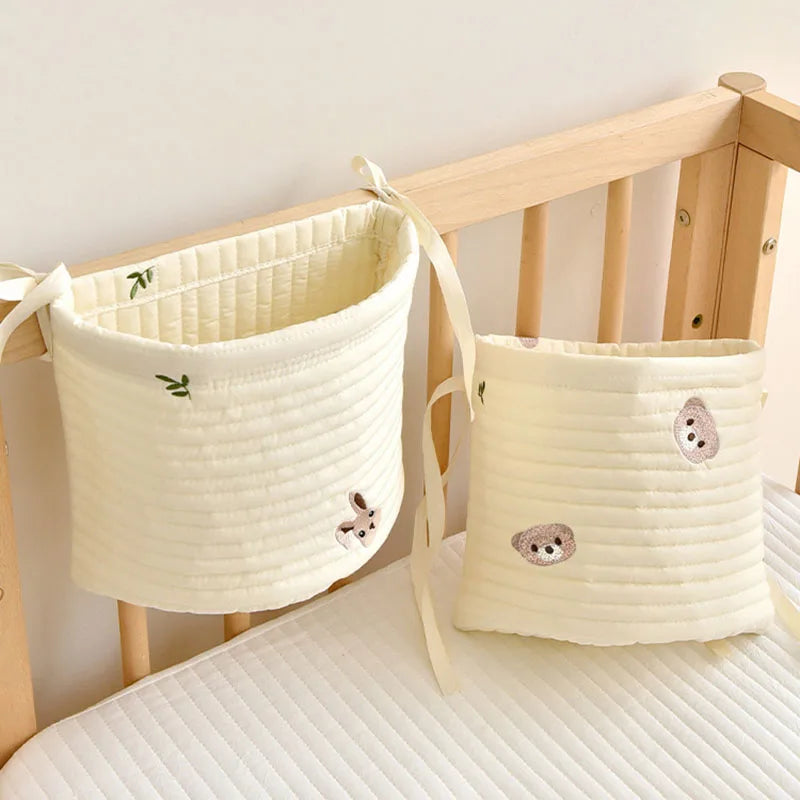 -ベビーオーガナイザー ベビーベッドポケット くまベア うさぎバニー 月ムーン 星スター 刺繍 ストレージ 収納 - mamahalo shop - ベビー＆キッズ雑貨 -  べビー服 - 子供服 - 男の子 - 女の子