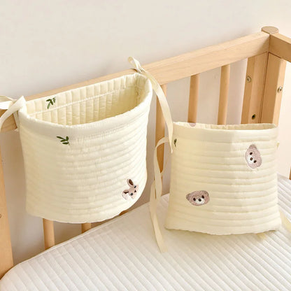 -ベビーオーガナイザー ベビーベッドポケット くまベア うさぎバニー 月ムーン 星スター 刺繍 ストレージ 収納 - mamahalo shop - ベビー＆キッズ雑貨 -  べビー服 - 子供服 - 男の子 - 女の子