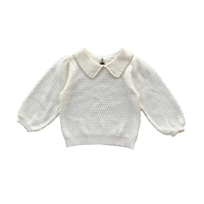 -ベビーキッズトップス 長袖ニットブラウス 襟付きTシャツ パフスリーブ 2カラー - mamahalo shop - 長袖シャツ・ブラウス -  べビー服 - 子供服 - 男の子 - 女の子