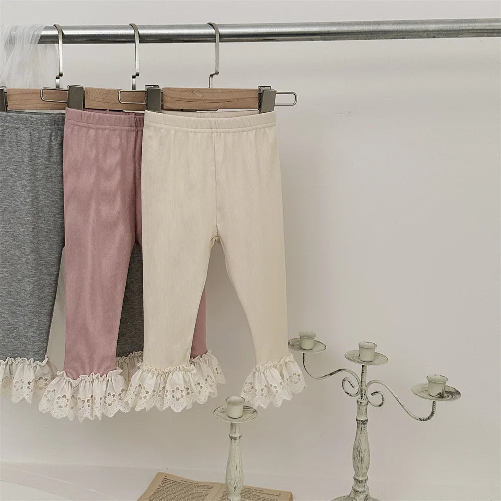 -ベビーパンツ ボリューム裾レースレギンスパンツ 3カラー - mamahalo shop - レギンスパンツ -  べビー服 - 子供服 - 男の子 - 女の子