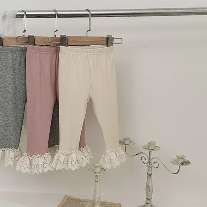 -ベビーパンツ ボリューム裾レースレギンスパンツ 3カラー - mamahalo shop - レギンスパンツ -  べビー服 - 子供服 - 男の子 - 女の子