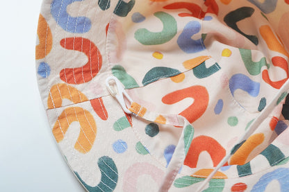 -ベビー キッズ 幾何学 カラフル 刺繍 ロゴ リバーシブル バケットハット 帽子 ボーイズ【mh0002126】 - mamahalo shop - ベビー用帽子 -  べビー服 - 子供服 - 男の子 - 女の子