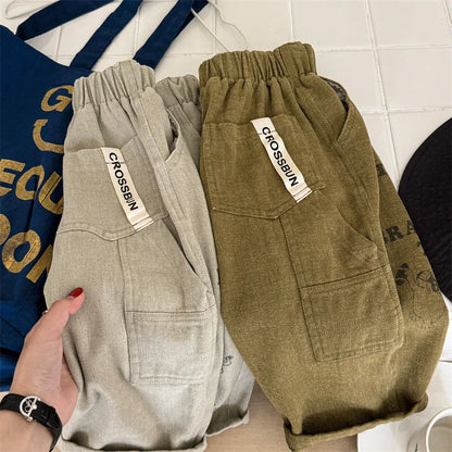 -キッズパンツ ルーズロングパンツ レターロゴプリント 2カラー - mamahalo shop - ロングパンツ・スウェットパンツ -  べビー服 - 子供服 - 男の子 - 女の子