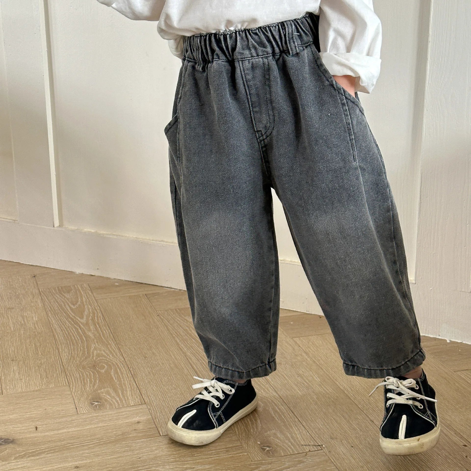 -キッズパンツ ルーズロングデニムパンツ ジーンズ2カラー - mamahalo shop - デニムパンツ -  べビー服 - 子供服 - 男の子 - 女の子