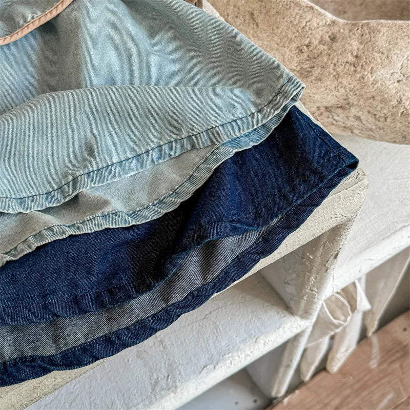 -キッズトップス デニム ビッグサークル襟 ノースリーブブラウス 2カラー【mh0005437】 - mamahalo shop - タンクトップ・キャミソール・ノースリーブトップス -  べビー服 - 子供服 - 男の子 - 女の子