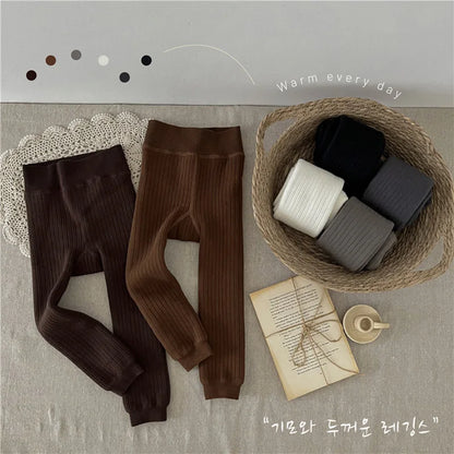 -キッズレギンスパンツ リブニットタイツ レギパン 裏フリース 6カラー - mamahalo shop - ベビー用靴下・タイツ -  べビー服 - 子供服 - 男の子 - 女の子