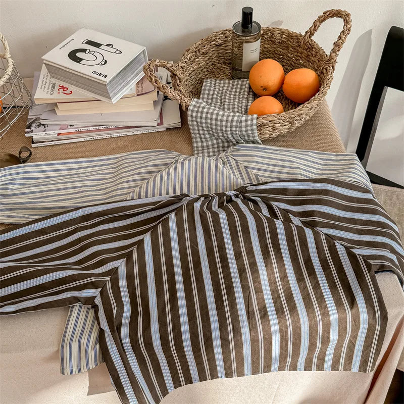 -キッズトップス ストライプ 長袖シャツ チュニックブラウス コーヒー/ベージュ/2カラー - mamahalo shop - 長袖シャツ・ブラウス -  べビー服 - 子供服 - 男の子 - 女の子