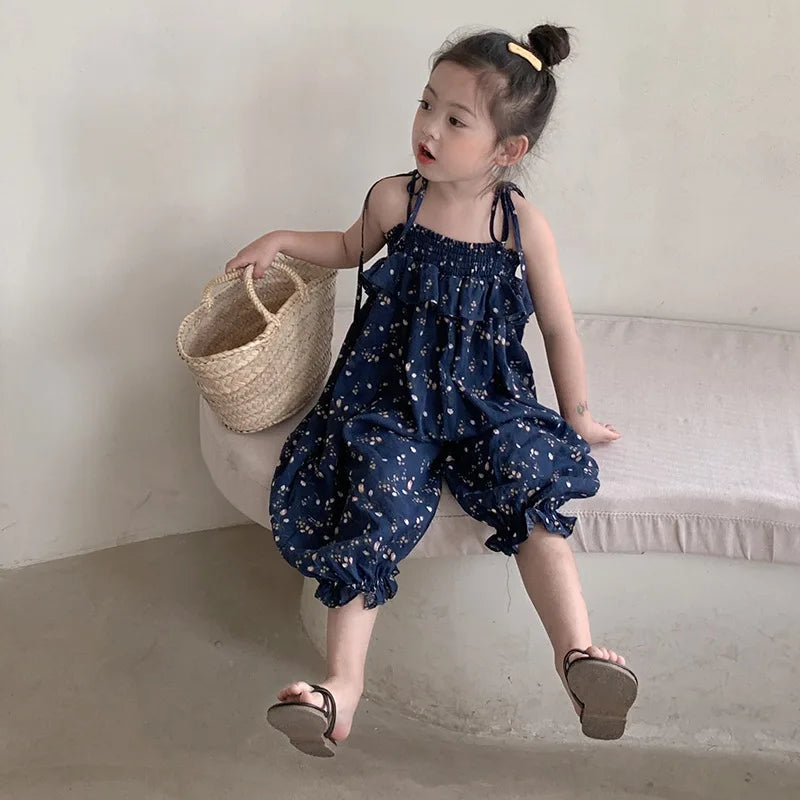 -キッズサロペット キャミソールバルーンジャンプスーツ ルーズ ネイビー【mh0005837】 - mamahalo shop - ノースリーブジャンプスーツ -  べビー服 - 子供服 - 男の子 - 女の子