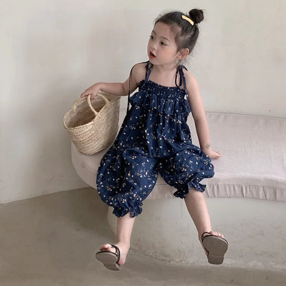 -キッズサロペット キャミソールバルーンジャンプスーツ ルーズ ネイビー【mh0005837】 - mamahalo shop - ノースリーブジャンプスーツ -  べビー服 - 子供服 - 男の子 - 女の子